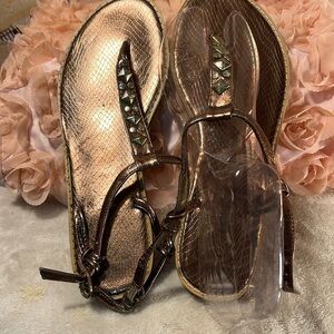 🆓🆓🆓Free With A Purchase Curations Bronze thong sandals